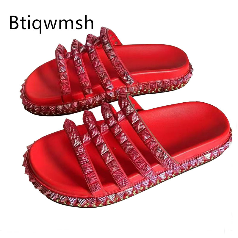 Women'S Shoes Red Bottoms - Red Rivet Studded Gladiator Sandals Woman