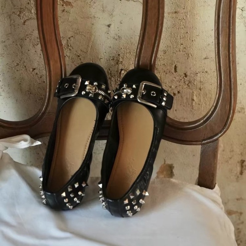 Women'S Shoes - Bolt Round-head Single Shoe Women's Leather