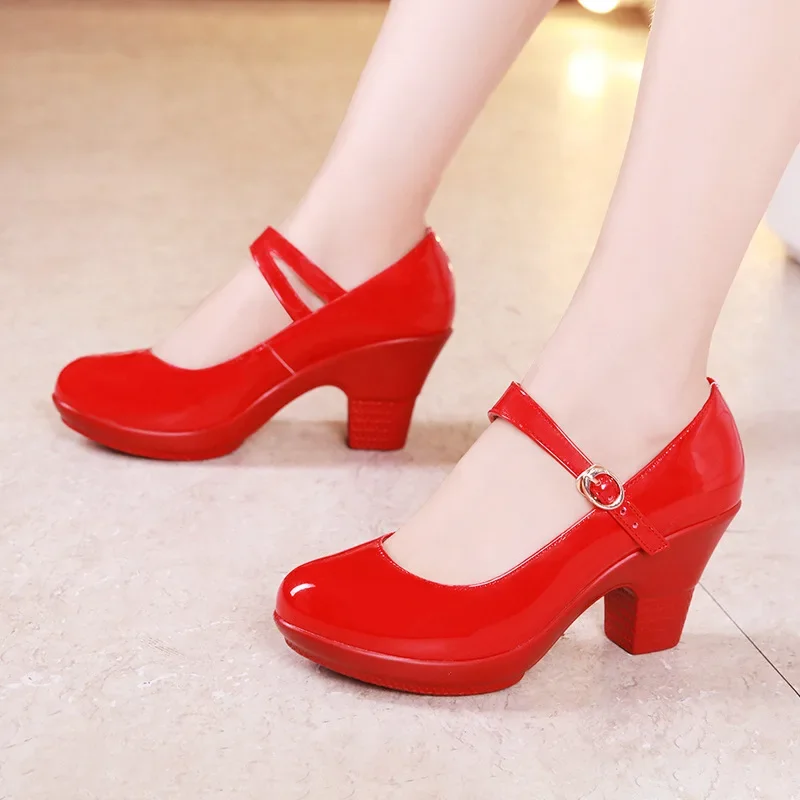 Women'S Shoes Red Bottoms - Small Size 32-43 Medium Block Heel