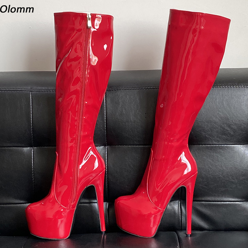 Zip Up Boots Short - Olomm Women Winter Platform Knee High