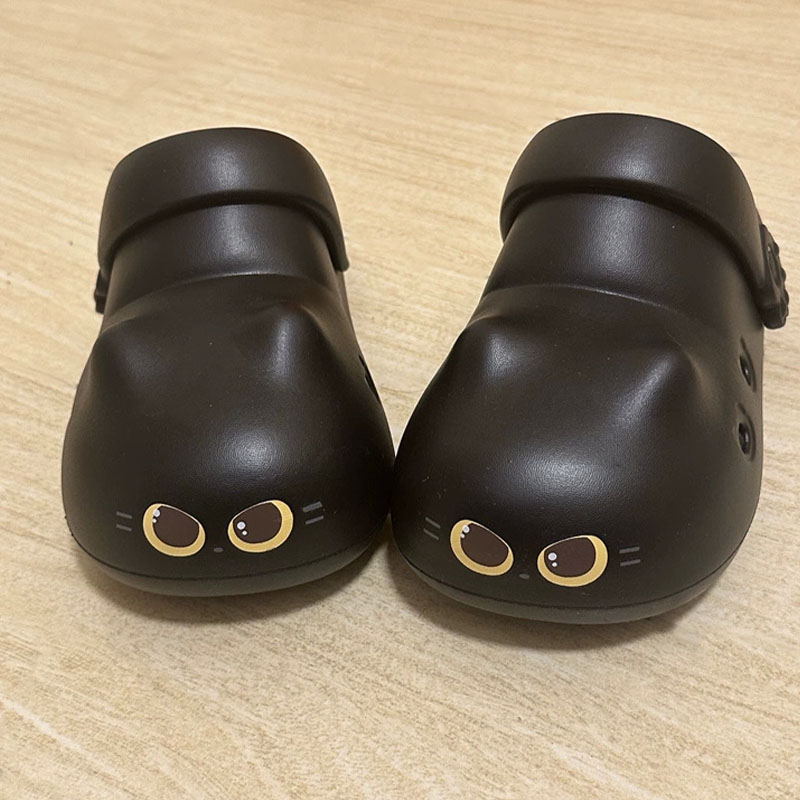 Women Shoes Mules - New creative black cat slippers for
