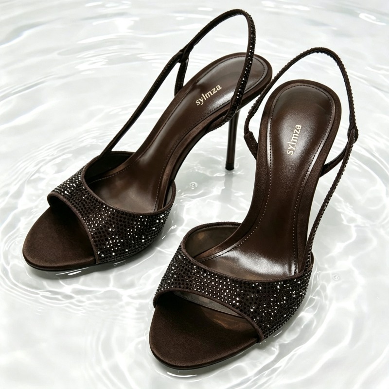 Fashion Crystal Detail Slingba - Women Shoes Luxury Brand 评论和价格