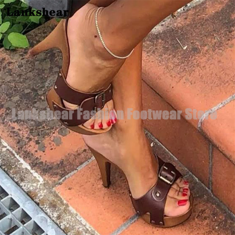Wood Heel Platform Mules Slipp - Women Shoes Mules 评论和价格