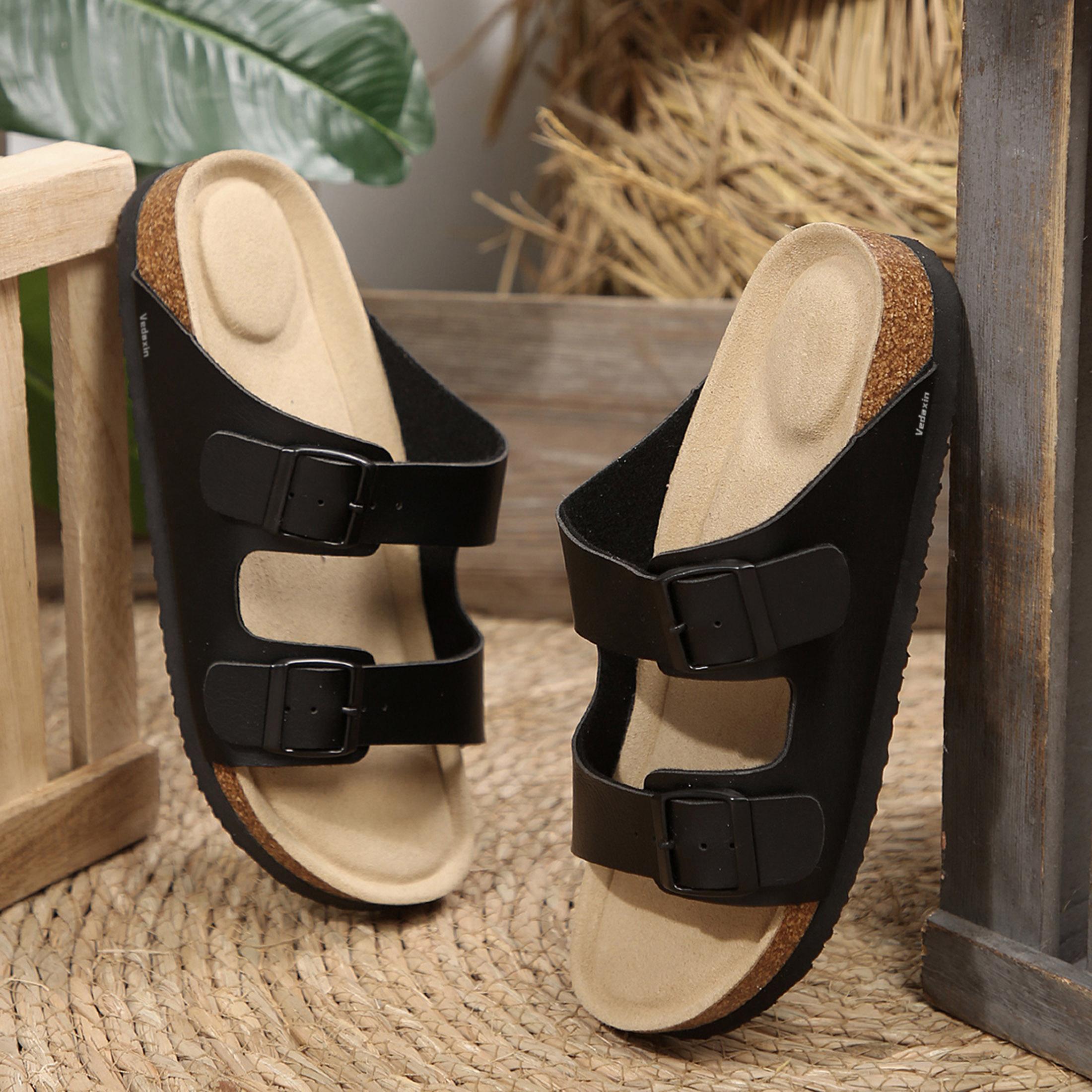 Women's Double Buckle Slide Sl - Cork Wedge Sandal 评论和价格