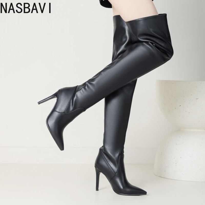 NASBAVI Black Pointed Toe Luxu - Zip Up Boots Short 评论和价格
