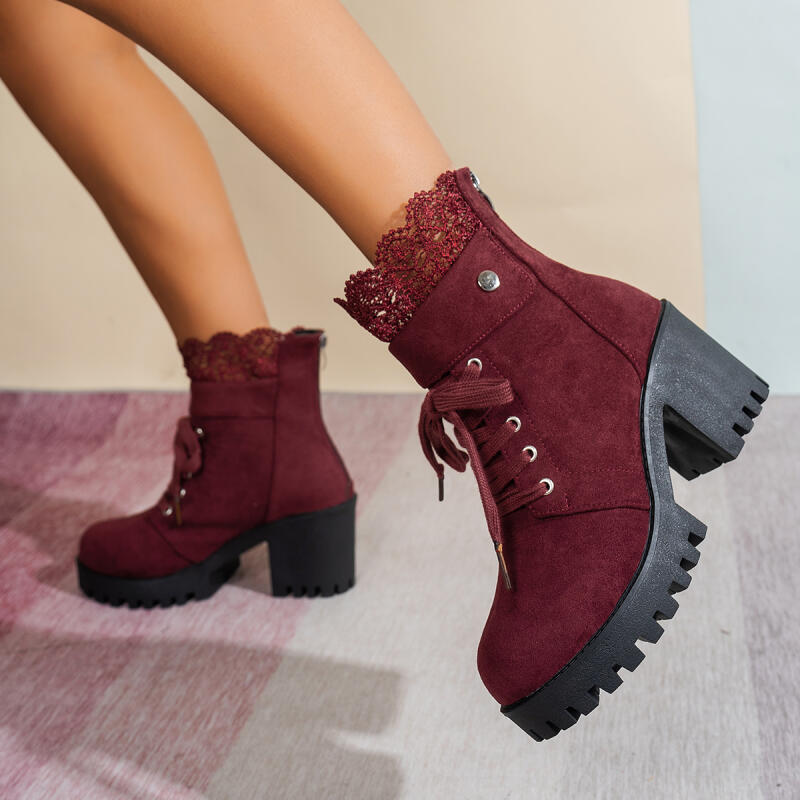 Sexy Lace Patchwork Thick Bott - Women'S Shoes Red Bottoms 评论和价格