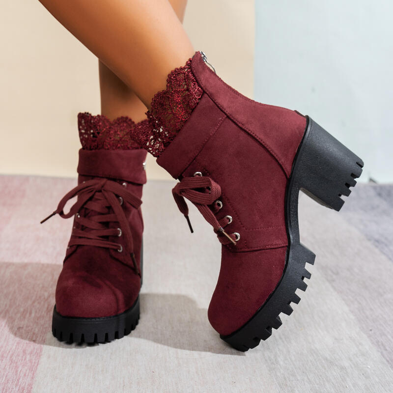 Sexy Lace Patchwork Thick Bott - Women'S Shoes Red Bottoms 评论和价格