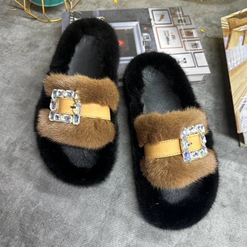 Mink Fur Slippers Women's Real - Women Shoes Mules 评论和价格