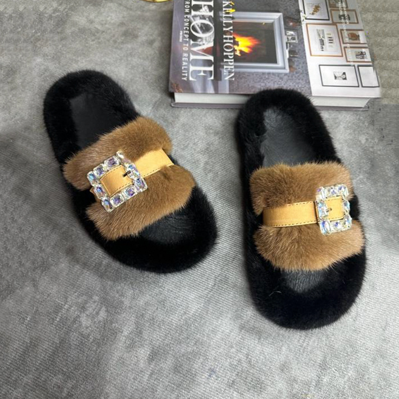 Mink Fur Slippers Women's Real - Women Shoes Mules 评论和价格