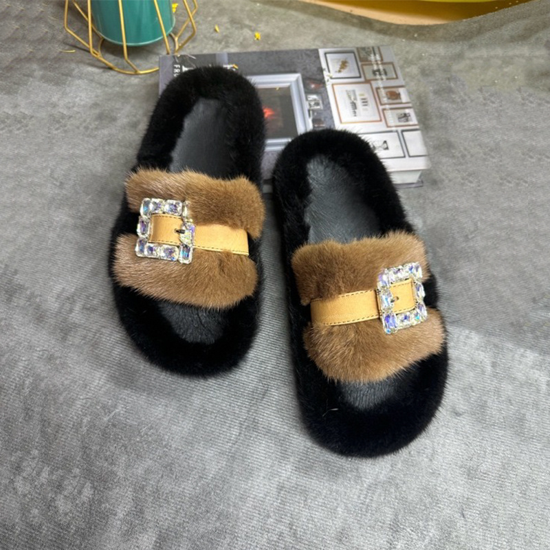 Mink Fur Slippers Women's Real - Women Shoes Mules 评论和价格