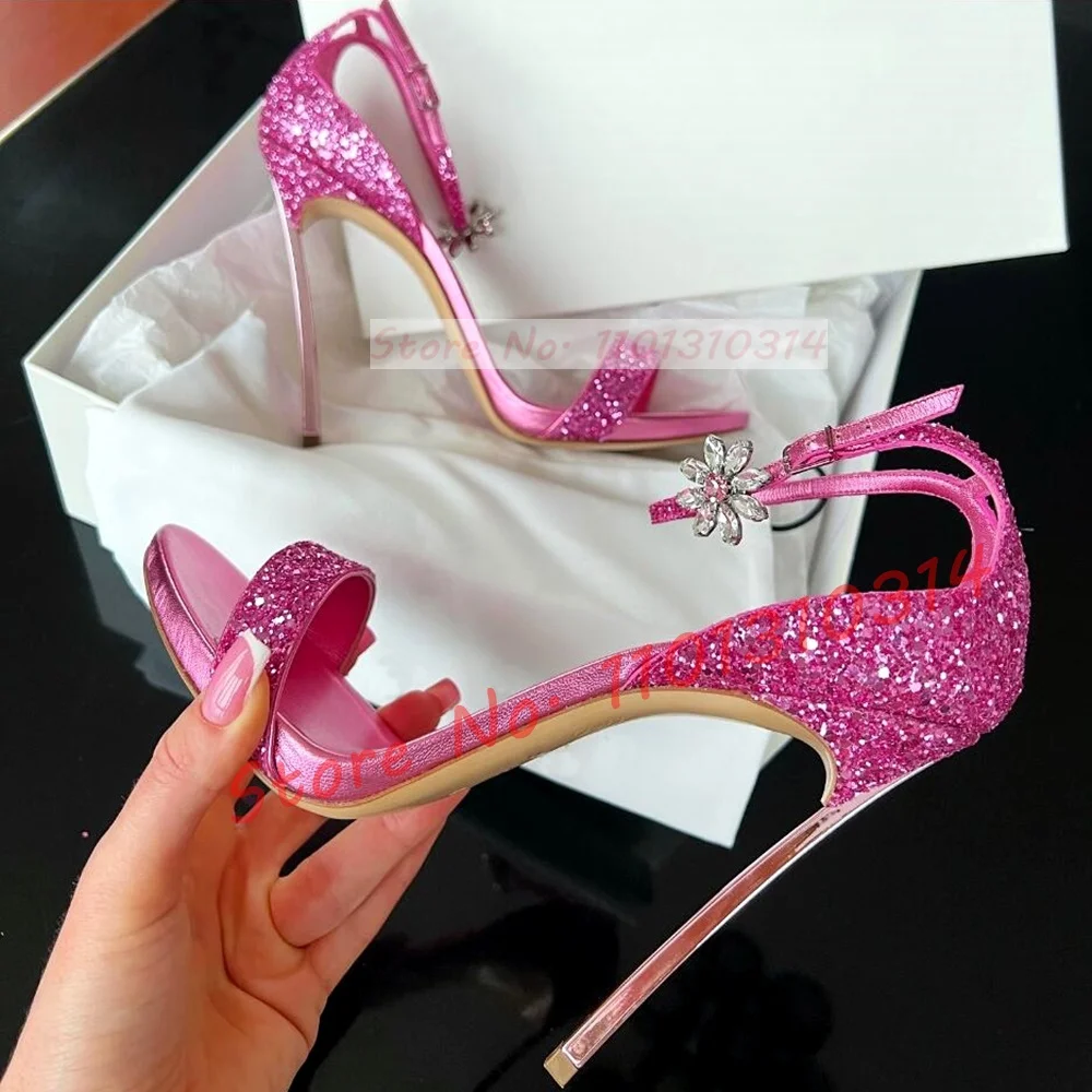 Luxury Glitter Pink Heels Sand - Women Shoes Luxury Brand 评论和价格
