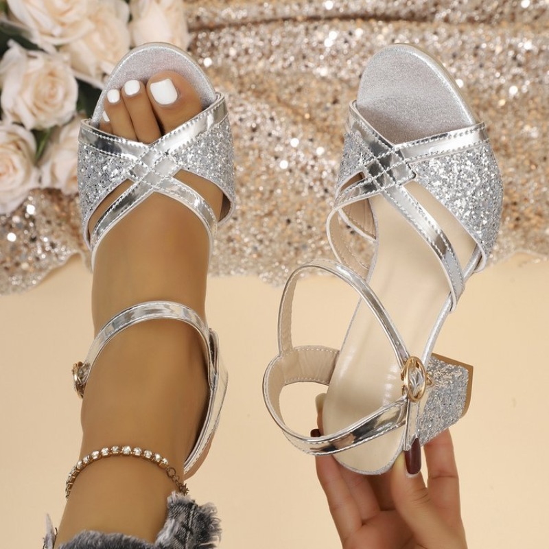 Women Block Heels Sandals Gold - Women Shoes Formal 评论和价格