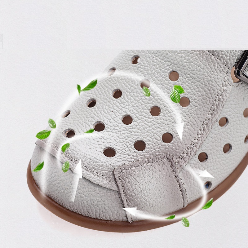 New Cow Leather Low Heel Sanda - Women Shoes Mules 评论和价格