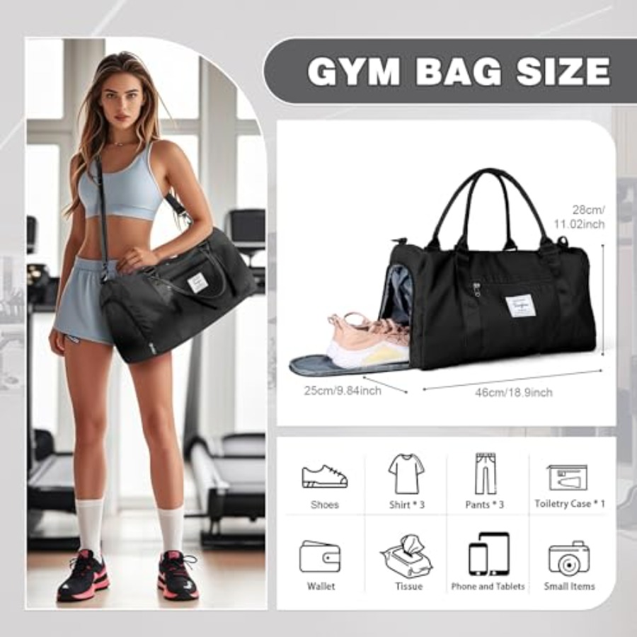 Small Black Sports Gym Duffel  - Women'S Shoes 评论和价格
