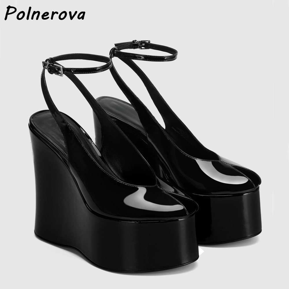 Patent Leather Wedge Platform  - Cork Wedge Sandal 评论和价格